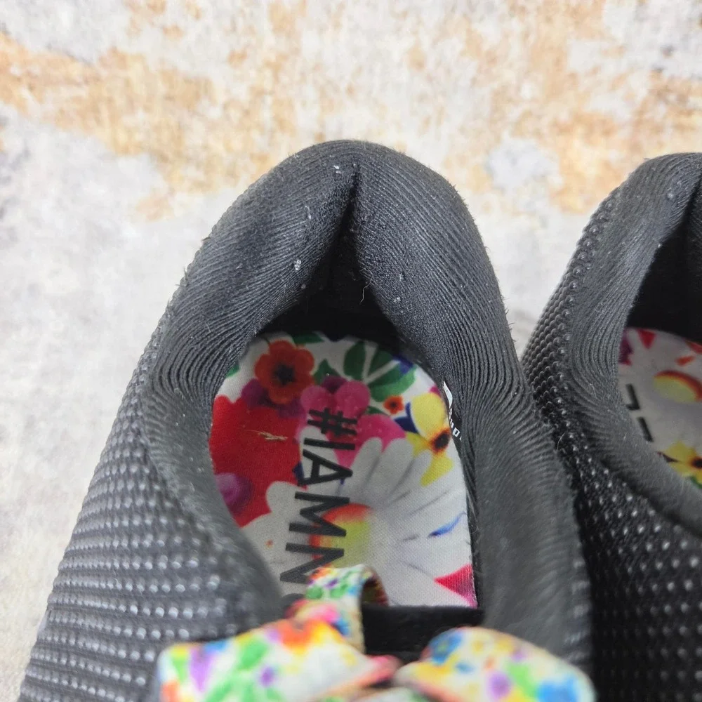 NOBULL Trainer Shoes Womens 6 Black Floral Daisy Outwork SuperFabric Running Gym